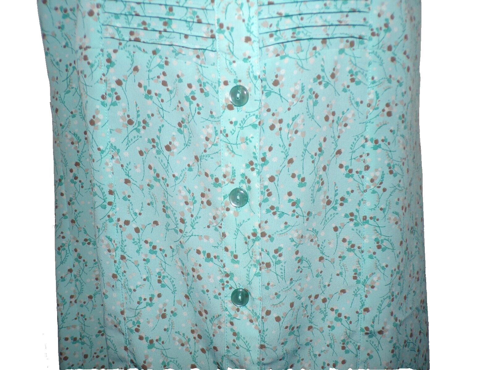 Christopher & Banks pintuck Women water-color light blue button Dress Sz 16 LB2