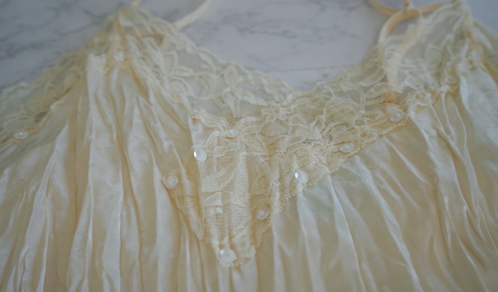 VTG 90s One Step Up Lace Slip Crinkle Dress Cami Top L Whimsigoth Fairy Coquette