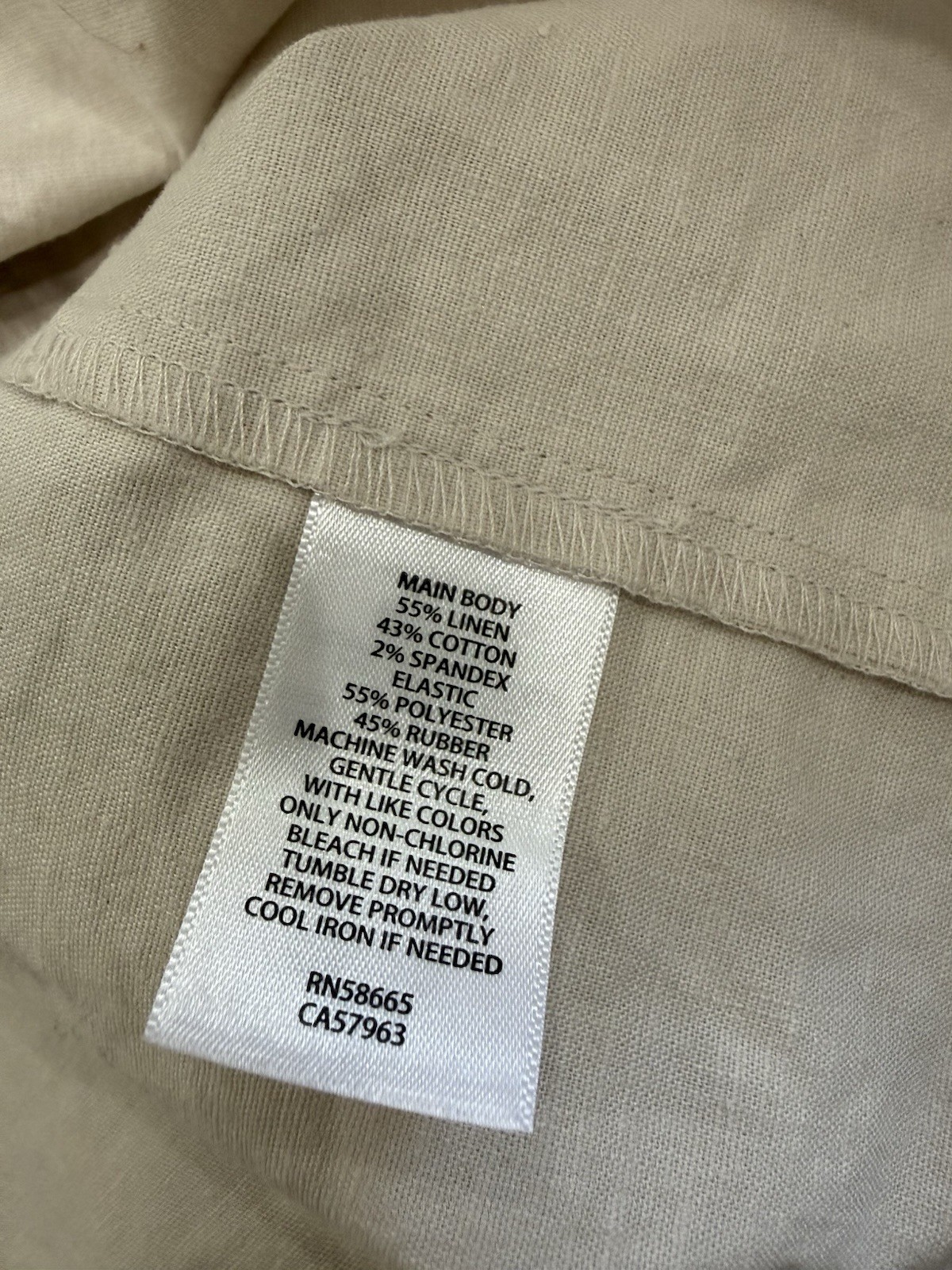 Chelsea28 Linen Blend Resort Smocked Dress Long Ruffle Sleeves Sz XL Khaki