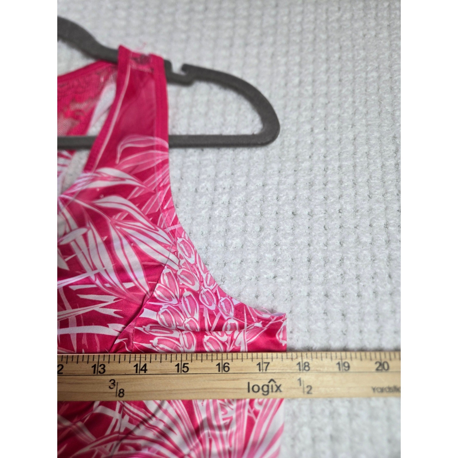 Pink Flamingo Tropical Lace Back Handkerchief Hem Dress Resortwear One Size