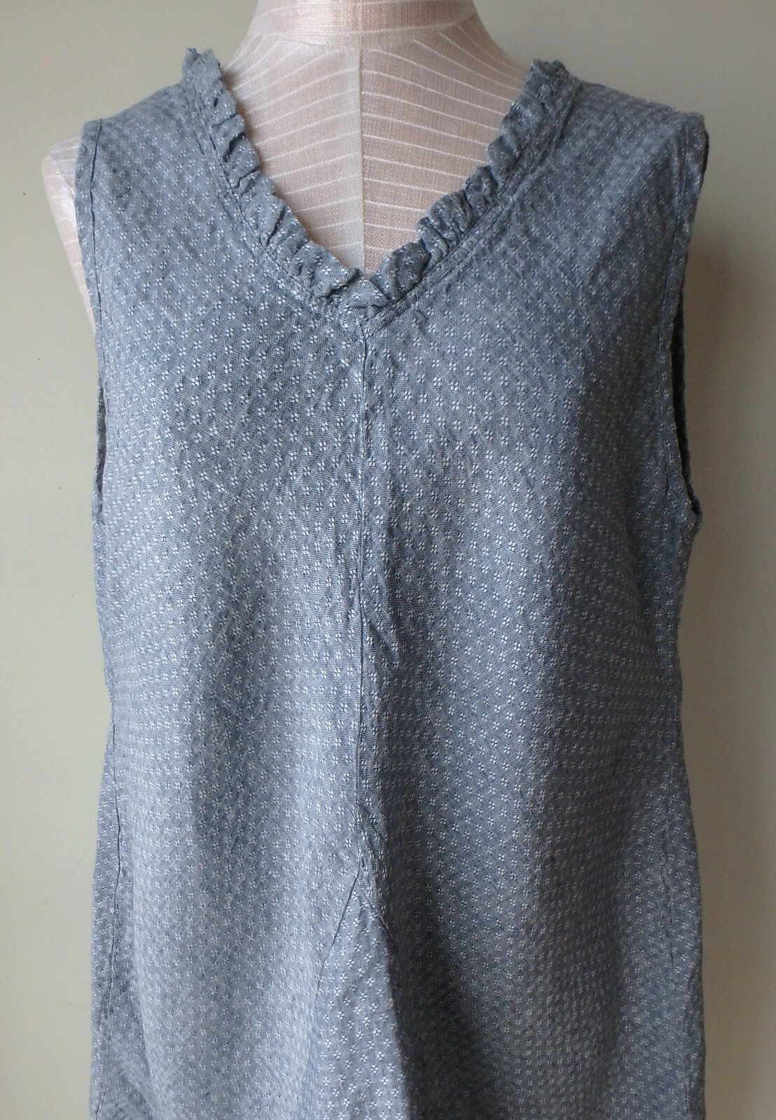 FLAX Designs Linen Dress 1G NWOT Special Dress Steel Fleur-deLis