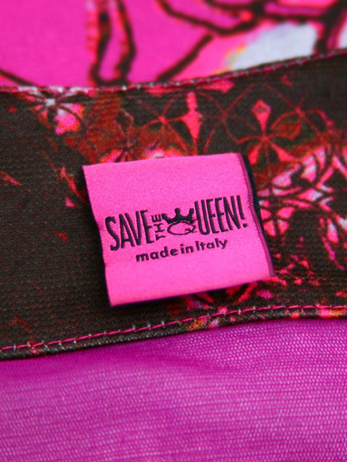 Save The Queen Dress XS Silk Blend Pink Purple Paisley Graphic Print Y2K Tunic