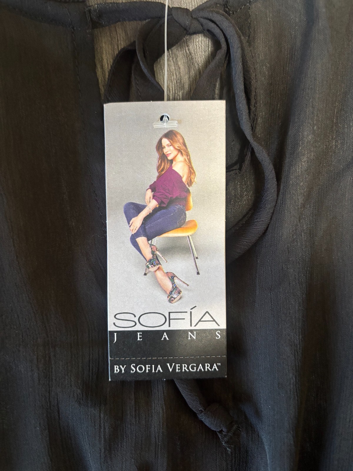 NWT Sofia Jeans by Sofia Vergara Sheer Tiered Long Midi Dress Black Small NO SLI