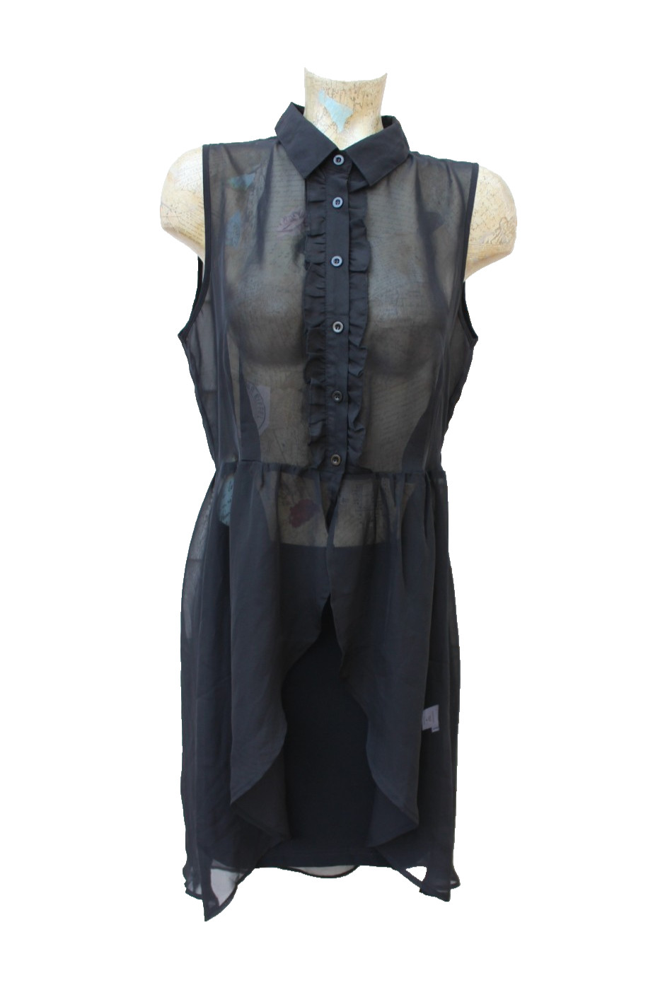New York & Company Black Sheer Hi Low Hem Top Tunic Sleeveless – Women’s Sz M