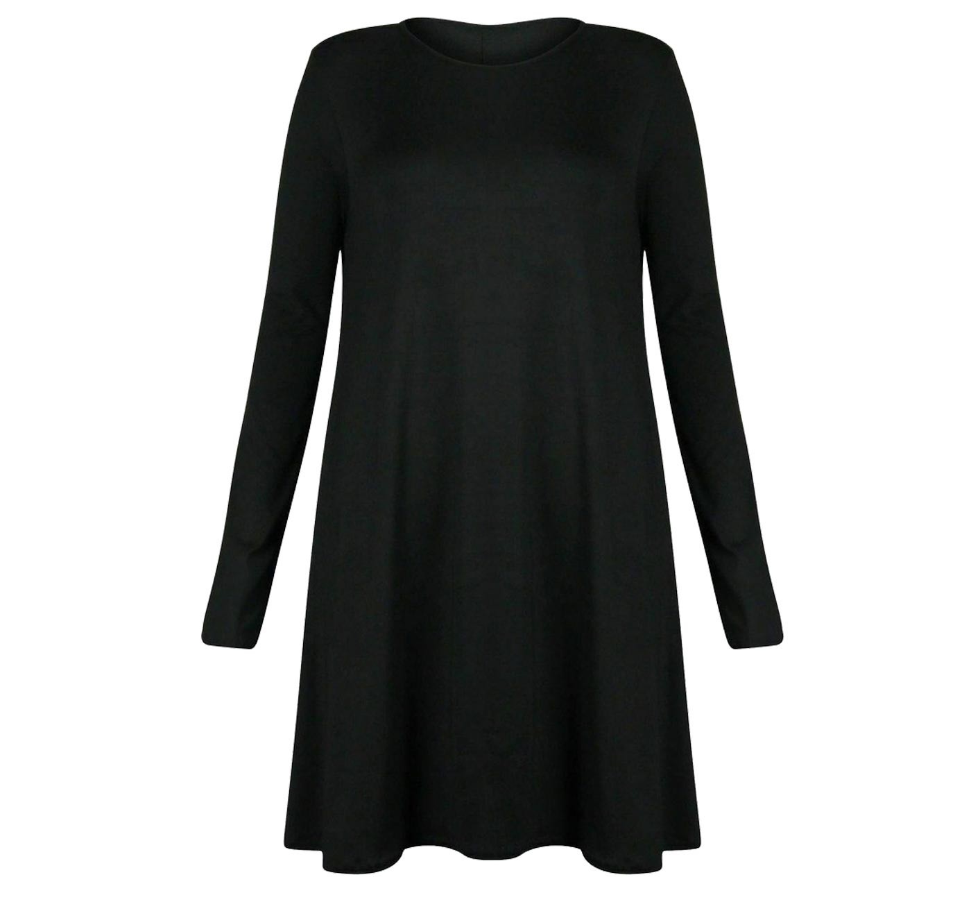 Women Ladies Long Sleeve Swing Dress Flared A Line Skater Dress Top Size 8-26