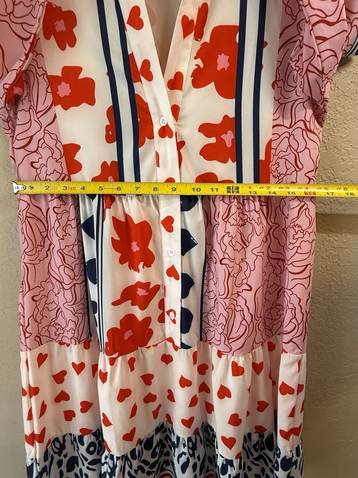 Made with Heart Love Dress Size Small Midi Floral Heart Print