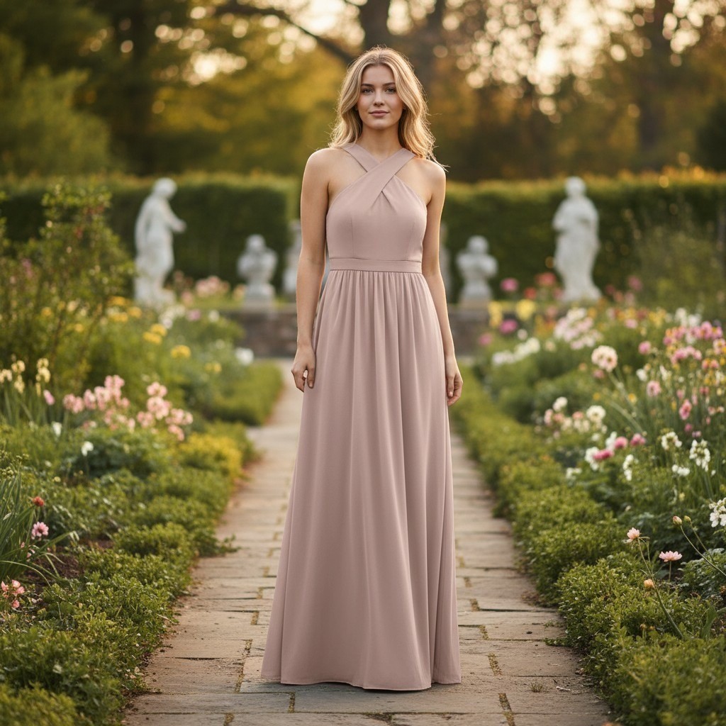 Lulus Heavenly Hues Mauve Rose Halter Maxi Dress Small Pink Formal Bridesmaid