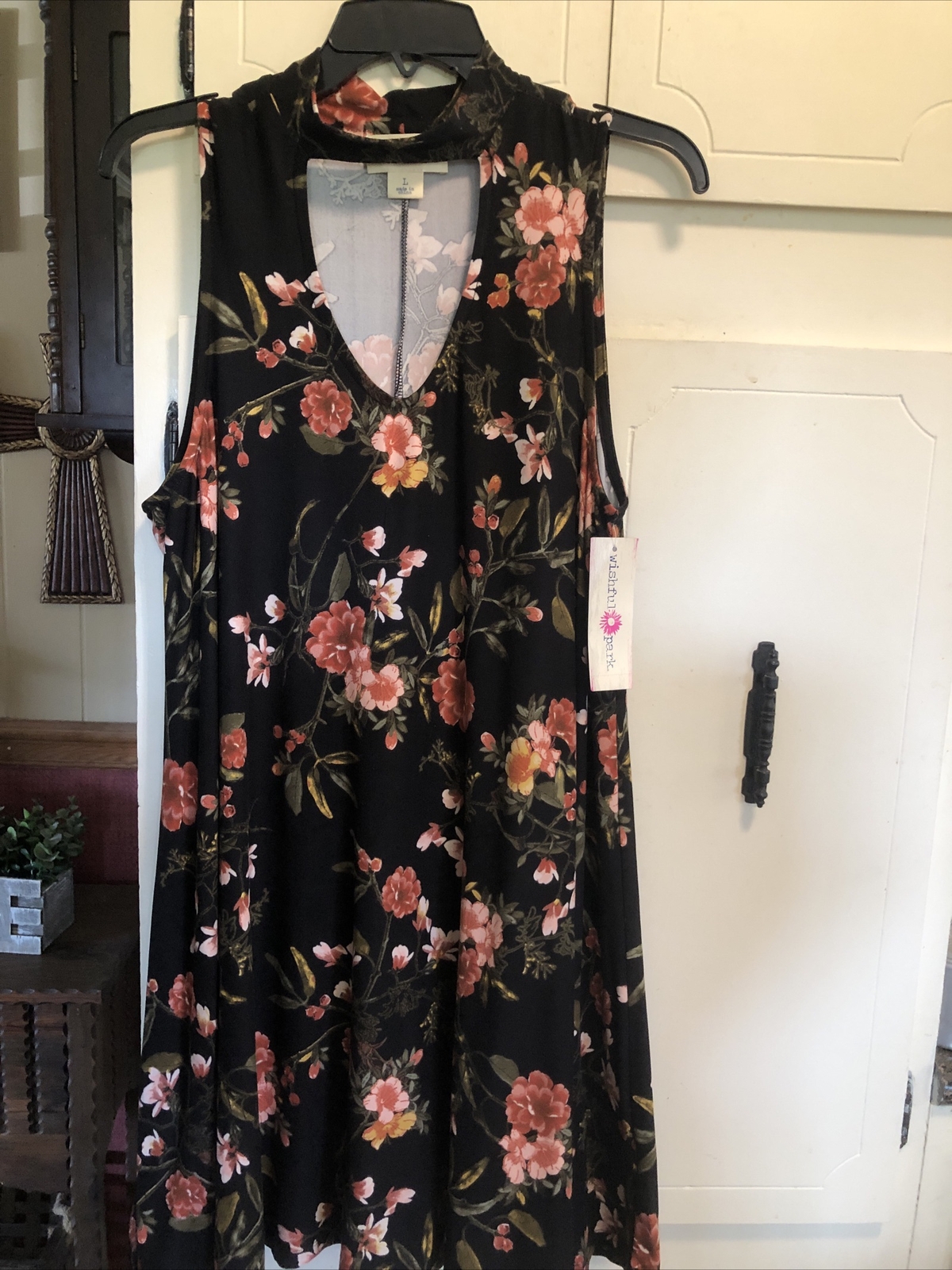 Wishful Park Black Asian Floral Dress New With Tags BOUTIQUE-L