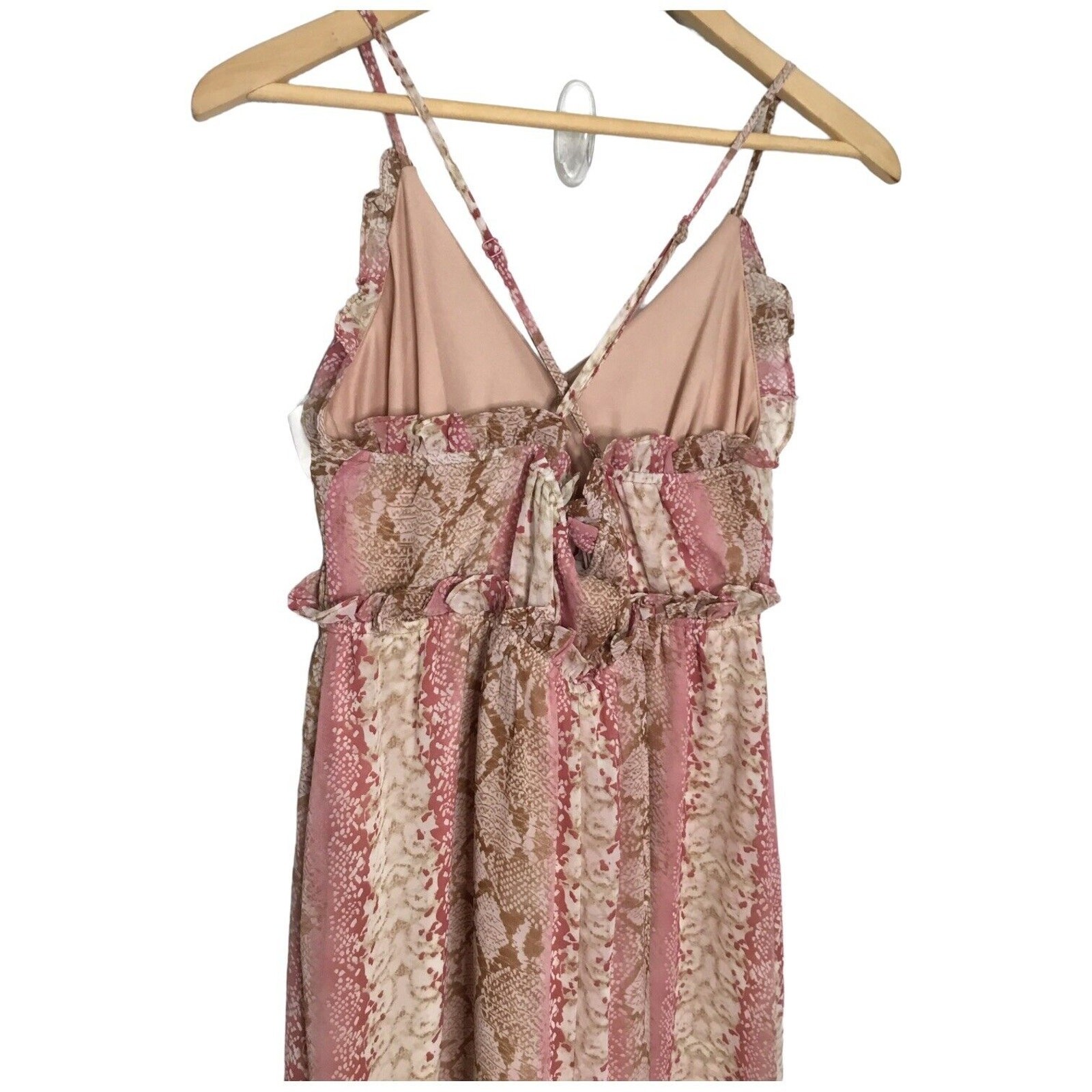 She Sky Maxi Dress Womens Medium Pink Snake Sheer Fairycore Whimsigoth Boho