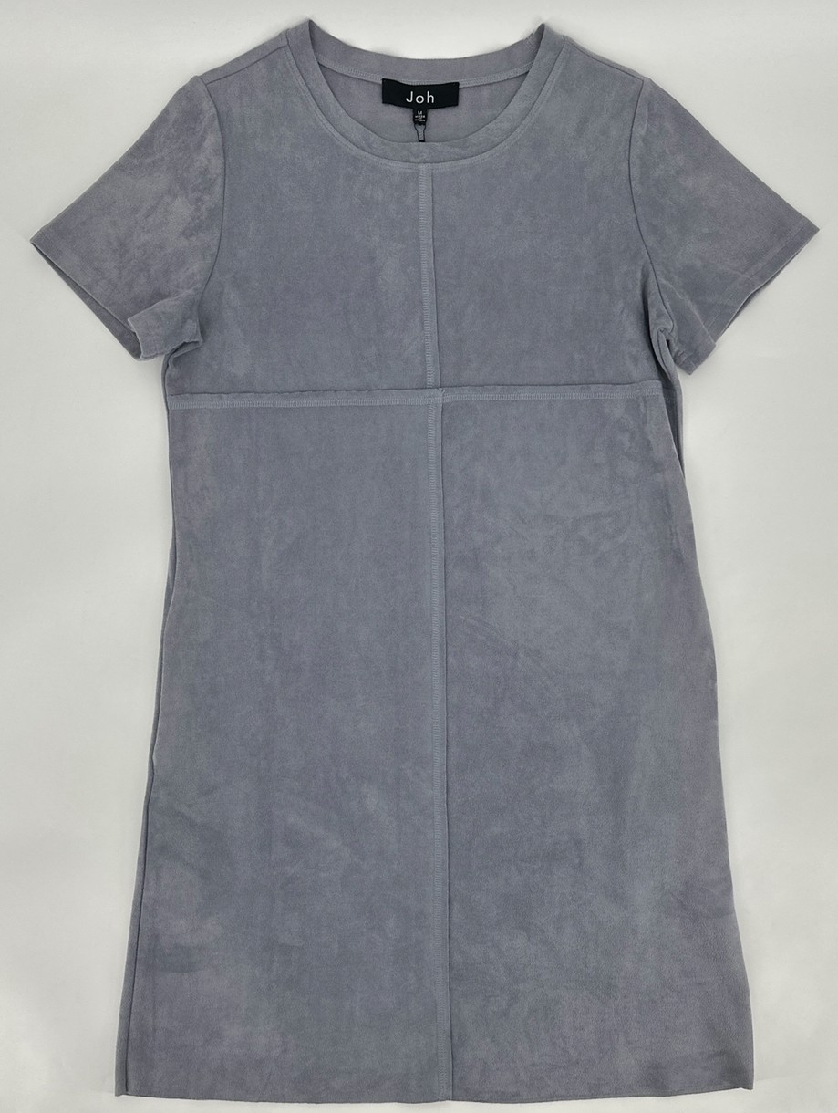 Joh Apparel T-Shirt Dress Womens Medium Blue Grey Suede Classic Luxe Designer