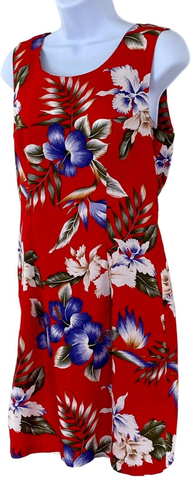 Ky’s Hibiscus Floral Hawaiian Shift Dress Made In Hawaii Luau Cruise Medium
