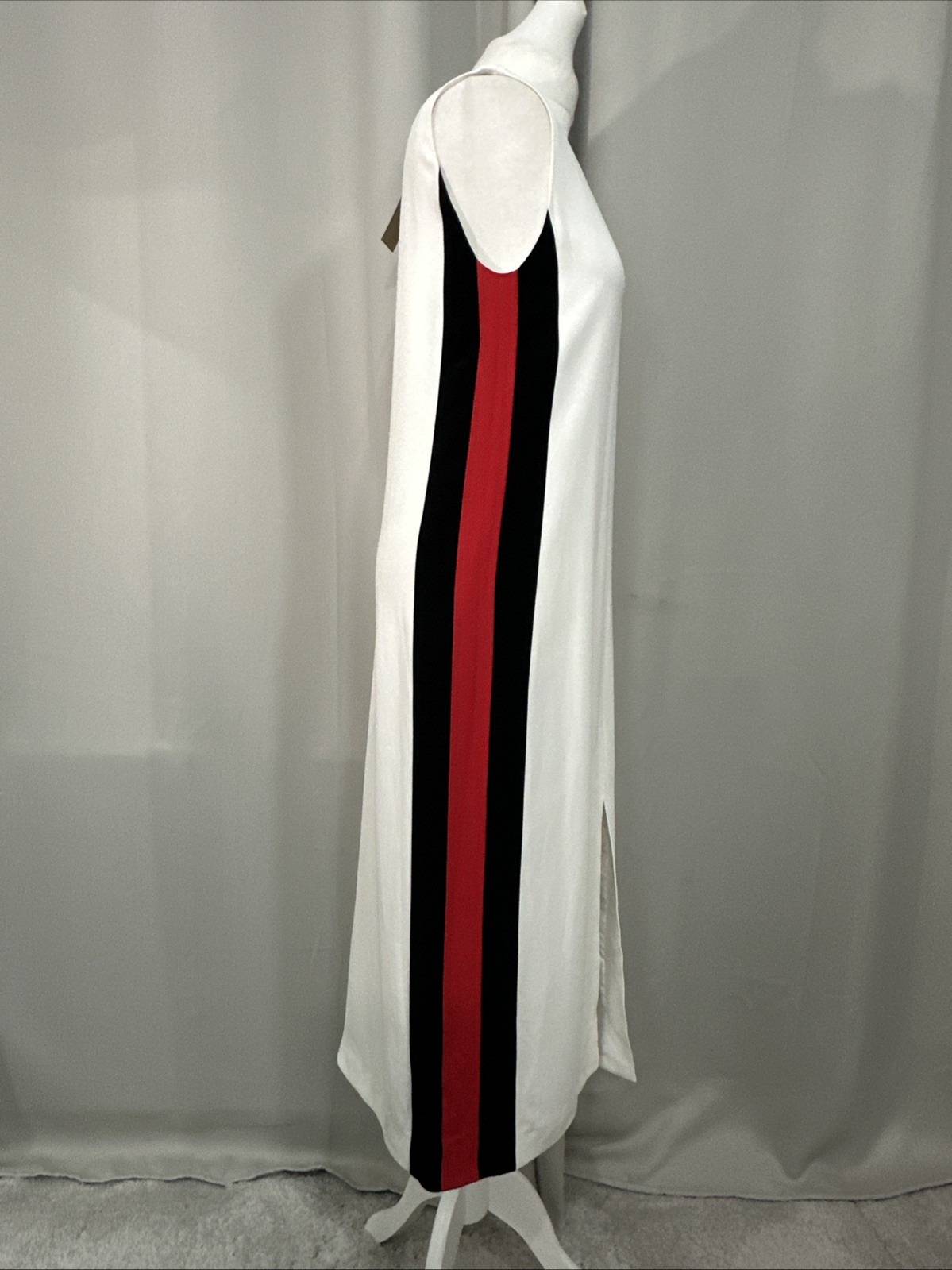 BURBERRY Selene Sleeveless Side-striped Midi Dress In Off White RRP$1350 A35