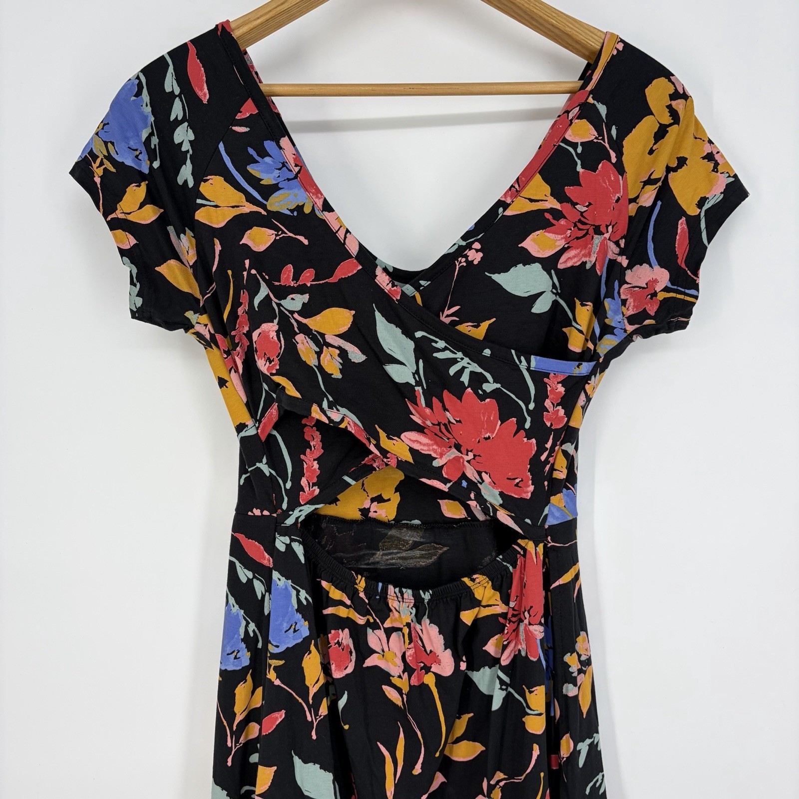 Pact Fit And Flare Crossback Maxi Dress S Nightfall Blooms Organic Boho Floral