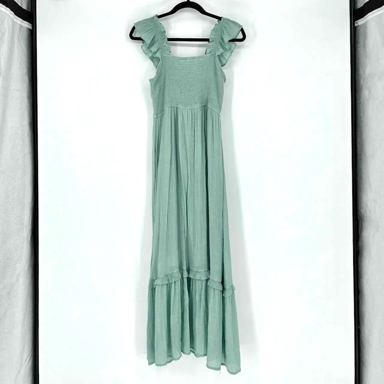 Sweet Wanderer Maternity Sea Foam Green Smocked Long Sundress – Size M