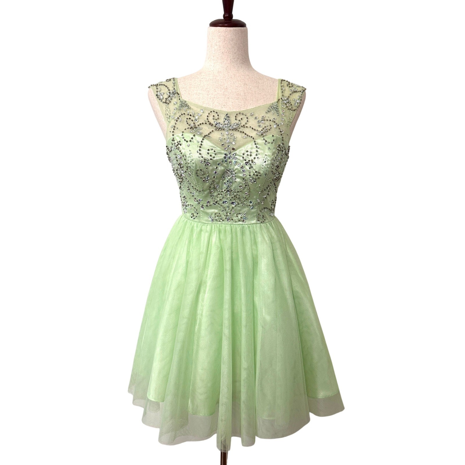 Bee Darlin Mint Green Beaded Tulle Party Dress 5/6 Rhinestone Fairy Prom