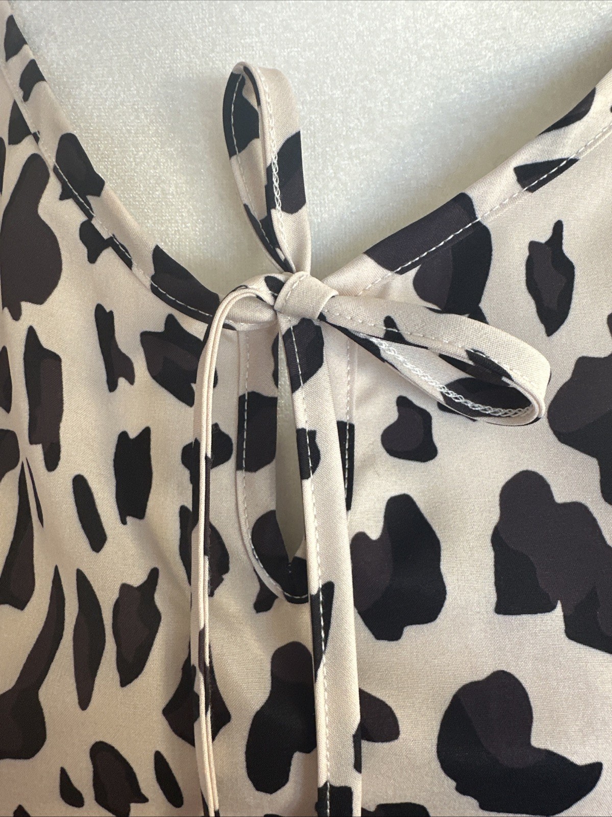 NWOTs Animal Print Cream & Black Bare Shoulder Dress Bottom Ruffle No Brand Sz M