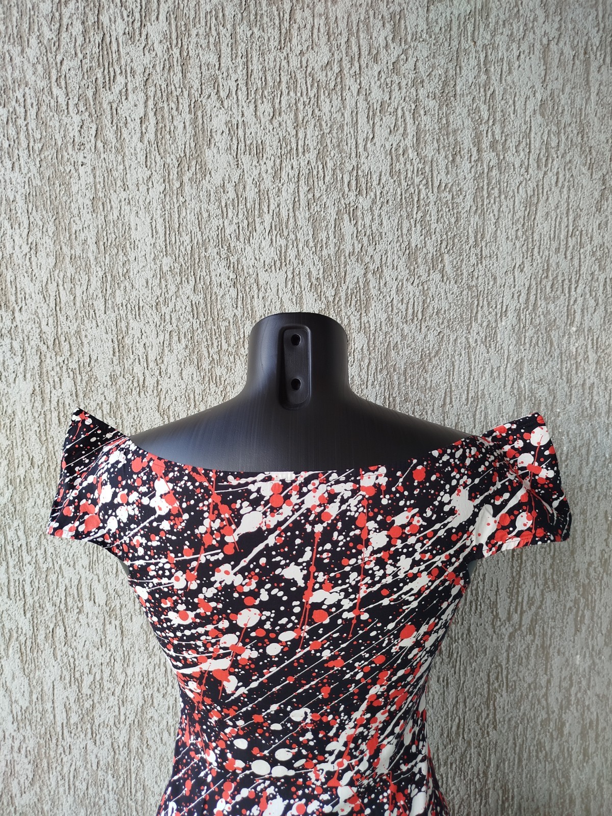 Agnes B Dress Sleeveless Zip Blots Asymmetric 100% Cotton France Size 36/S