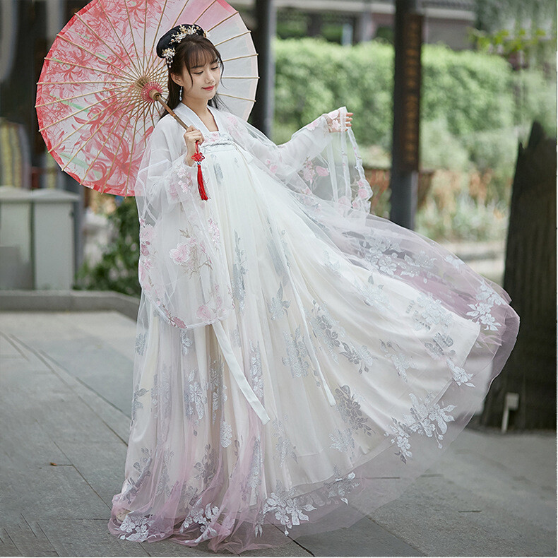 Female Adult Hanfu Chinese Style Retro Big Sleeve Costume Dress Full Set