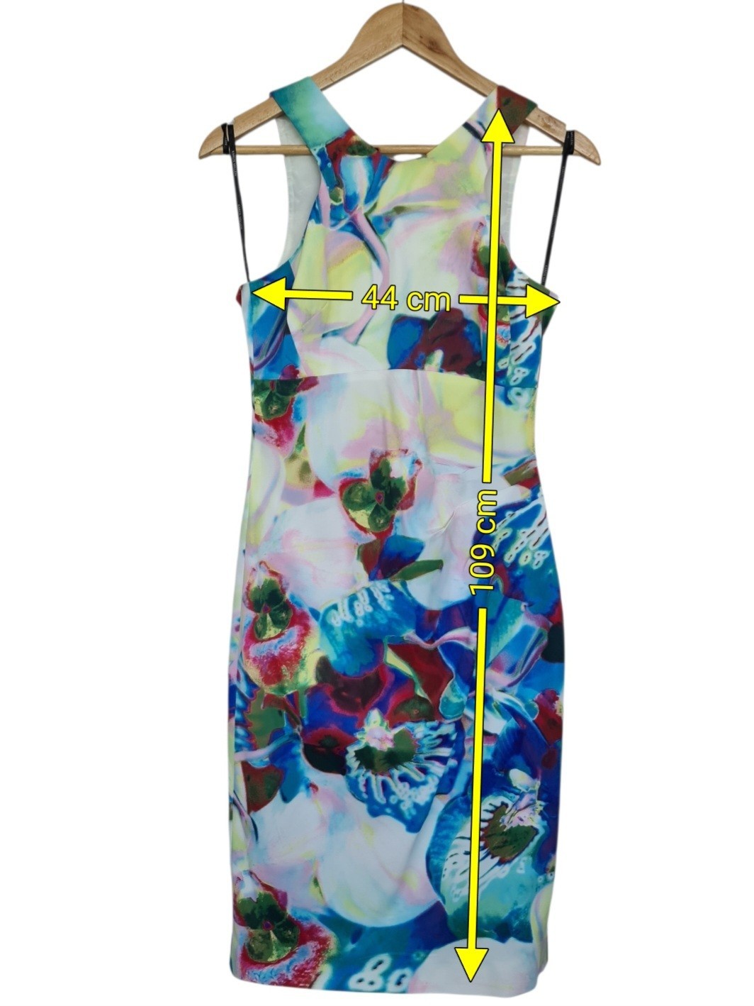Karen Millen Women’s Multicoloured Floral Orchid Bodycon Midi Dress – Size 10/12