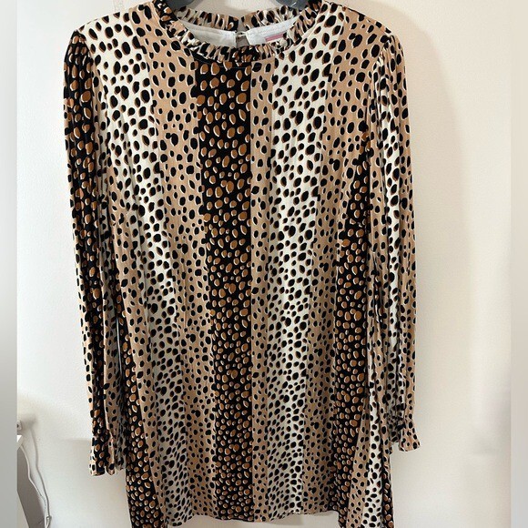 Andree by Unit Dress Black Mocha Long Sleeve leopard animal Size Small