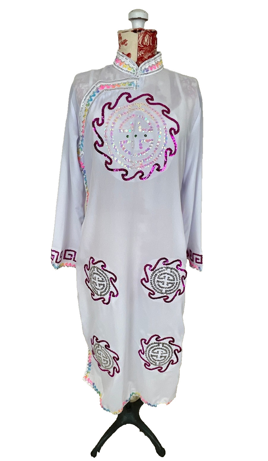 Chinese Dress COLORFUL SEQUIN Holiday New Year Performance Party Costume Sz L ?