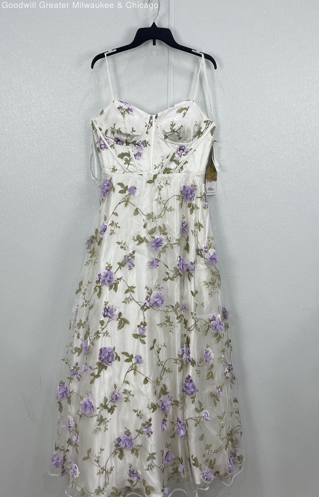 TLC Say Yes Womens White Purple Floral Embroidered