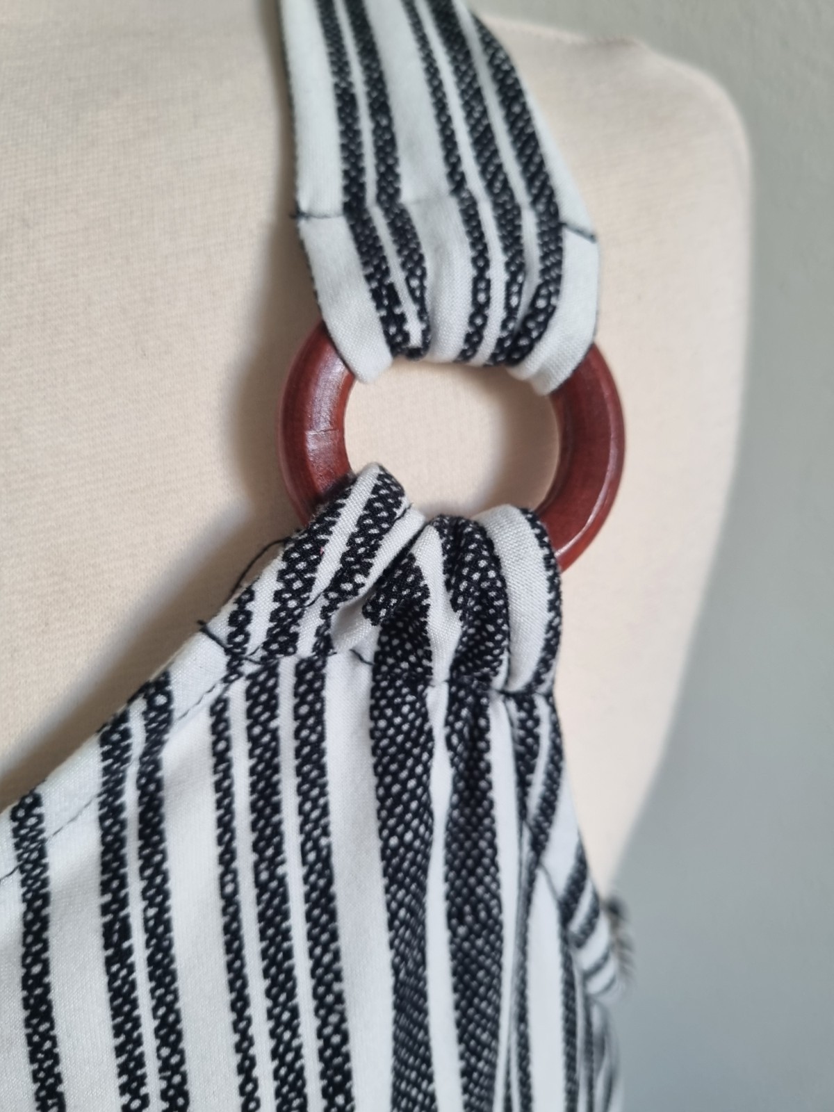 Black And White striped Maxi Unlined Lightweight Sleeveless Dress 1X