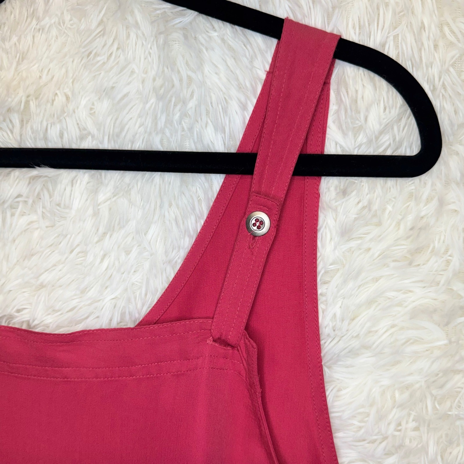 90’s Mom White Stag Berry Pink Overall Dress Tank Midi Jumper Women’s Large