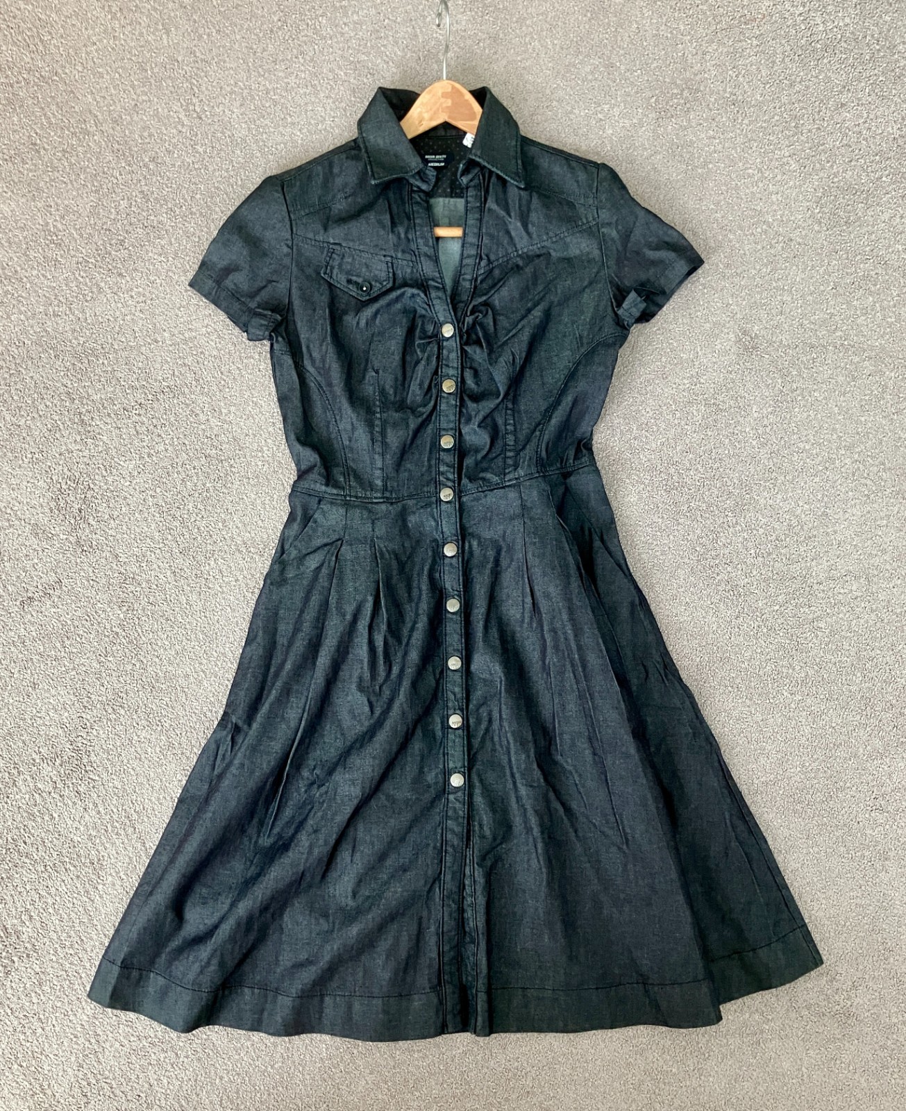 VTG Miss Sixty Denim Shirt Dress Snap Front Made in Italy Medium Y2K Western