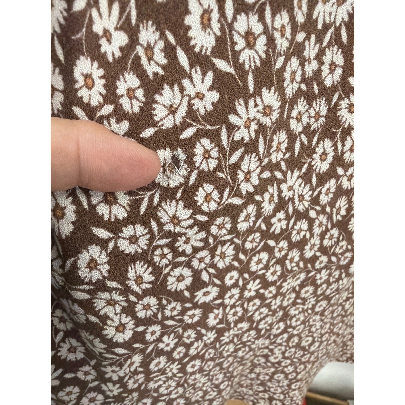Cotton Candy LA Brown Floral Halter Mini Dress V-Neck Smocked Back Small