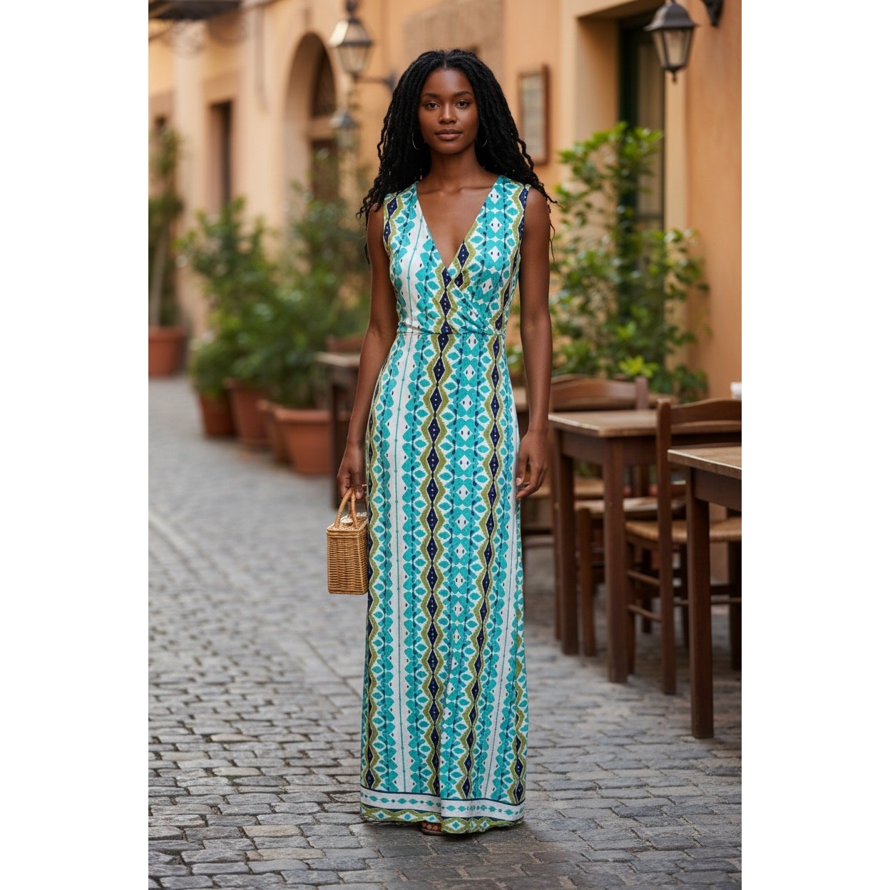 Aztec Print Turquoise Sundress