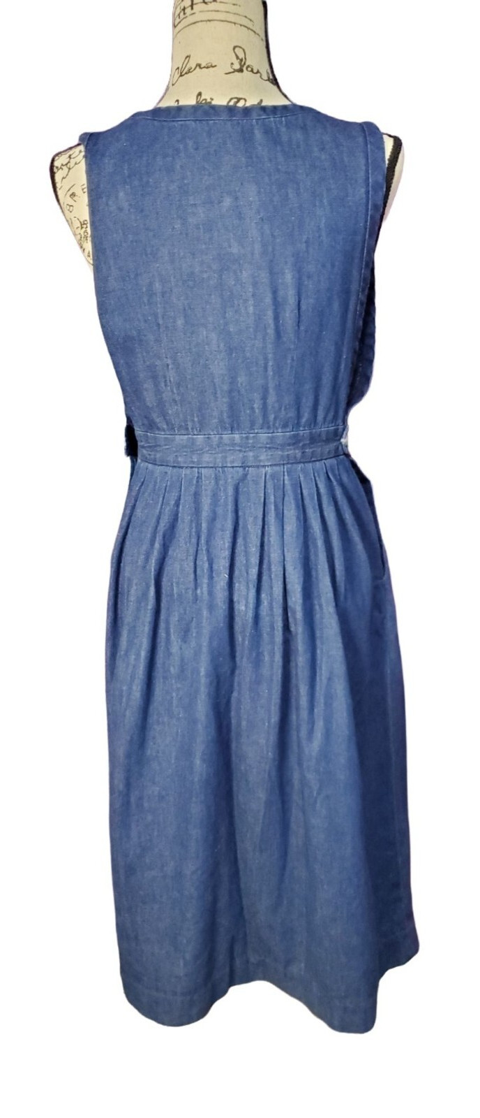 Vintage Talbots Denim Pinafore Midi Dress Women’s Sleeveless Cottagecore Jumper