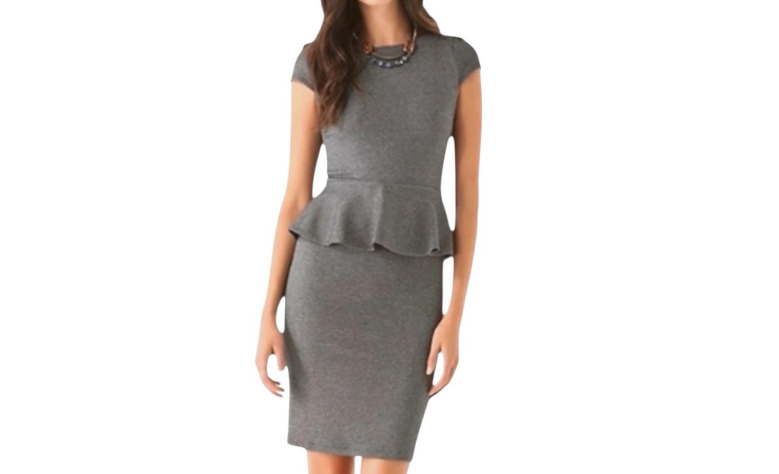 Alice + Olivia Gray Ponte Stretch Peplum Mini Dress Cap Sleeve Size S RealReal