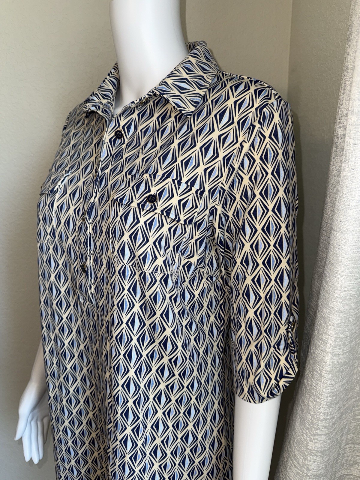 J. McLaughlin Geometric Print Shirt Dress Size Small