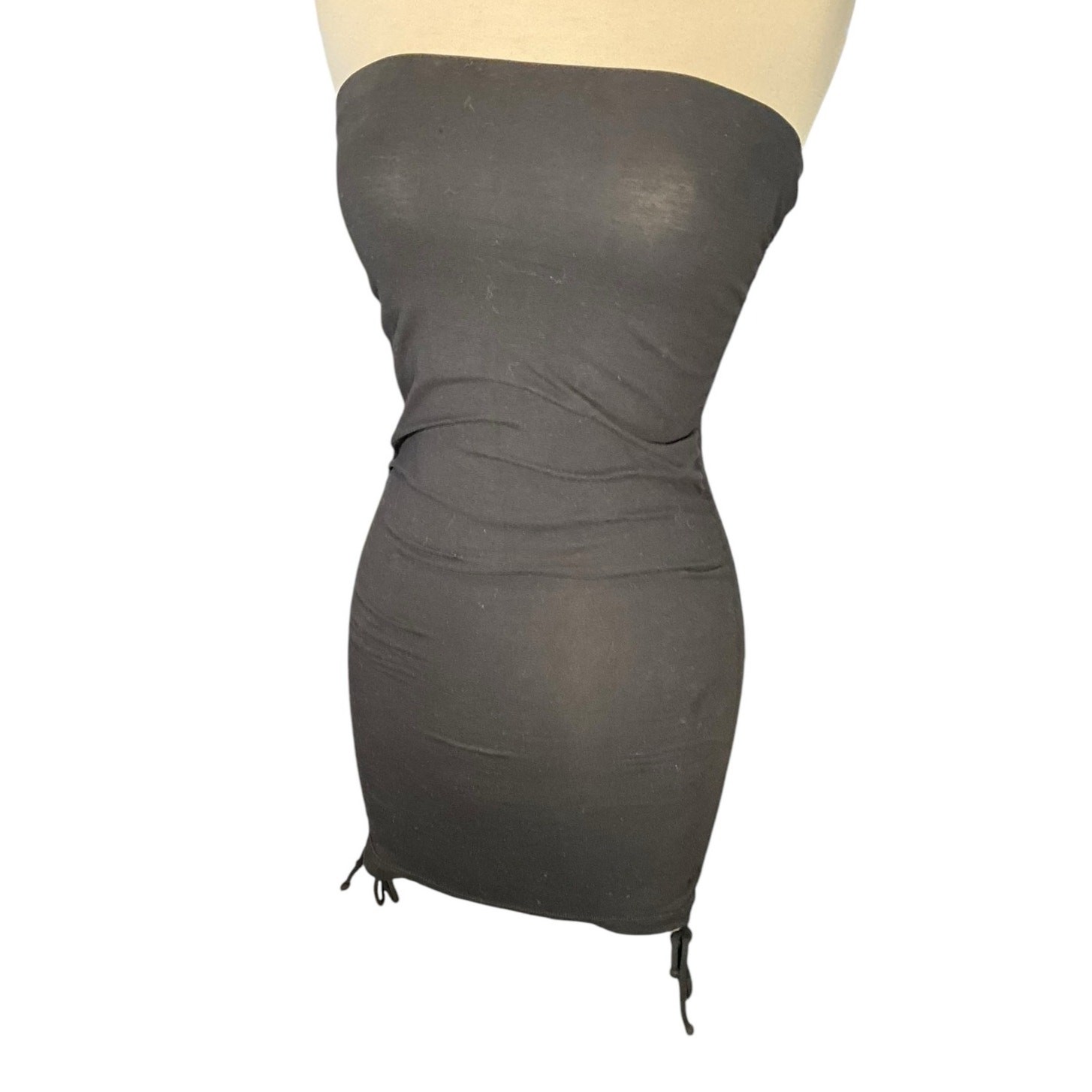 Lanston Strapless Mini Dress Tube Top DrawstRing Sides Light Weight Size Small