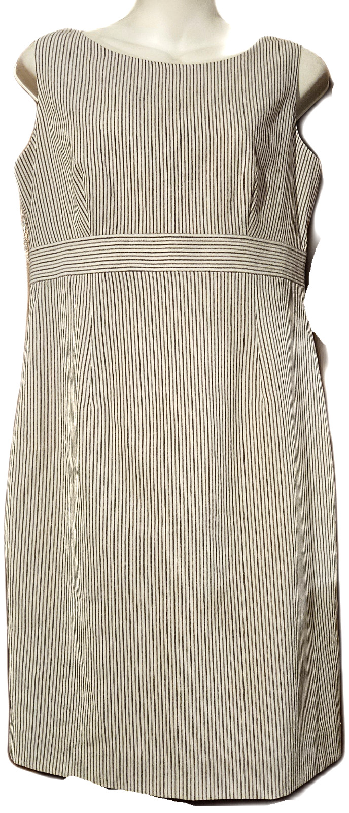 LE SUIT Off White Brown Stripe Dress A Line Sleeveless Size 6 P Shift NWT