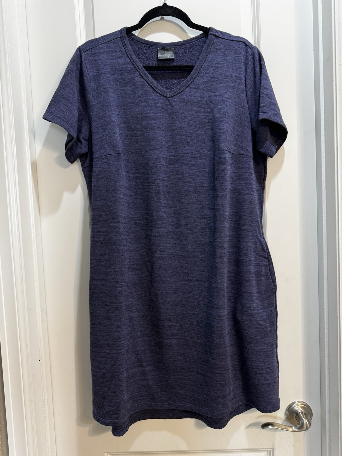 32 Degrees Cool Blue Sheath Dress XL Slide Pockets RoundNeck Armpit To Armpit21”