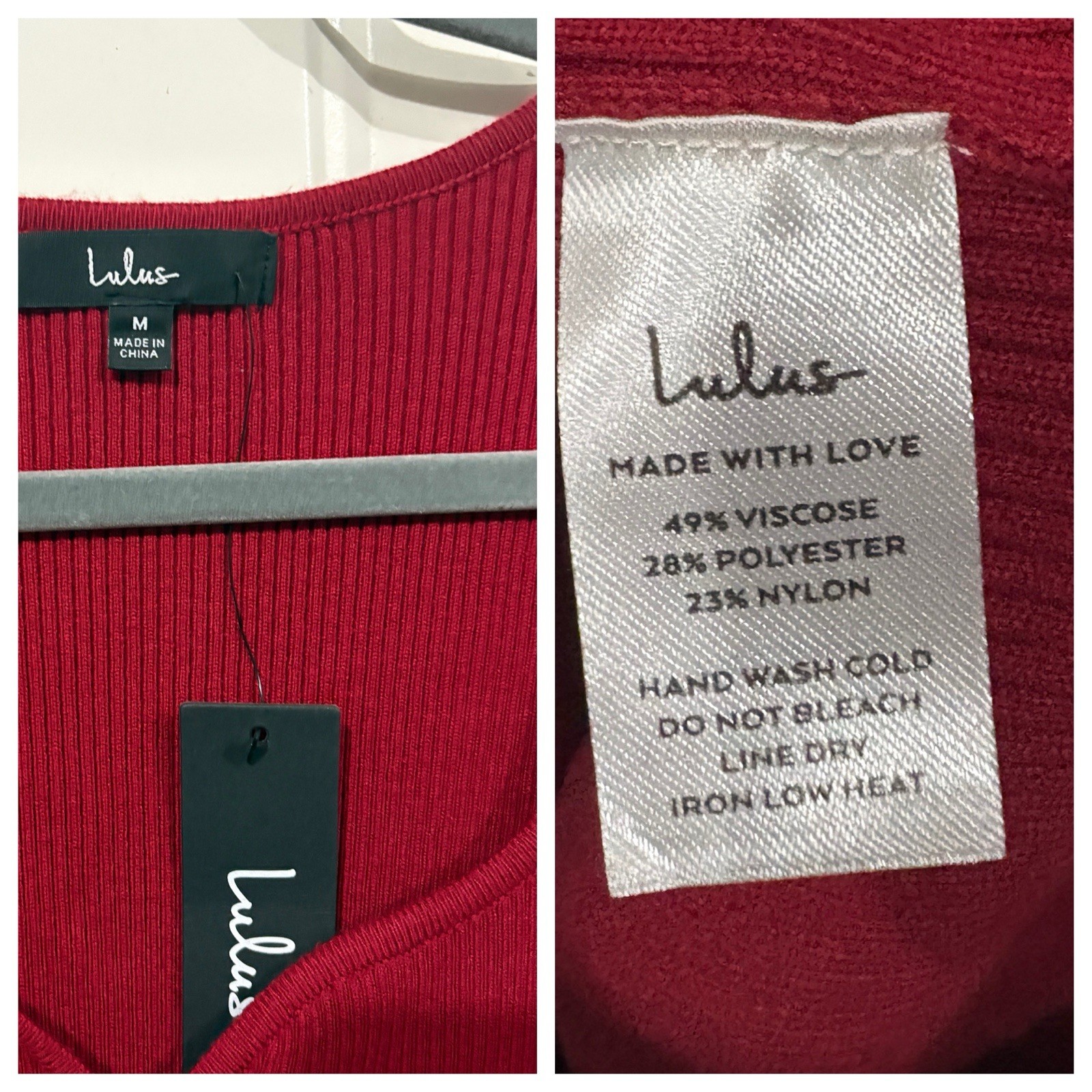 Lulus Darling Red Ribbed Stretch Knit Bodycon Midi Sweater Dress M Medium Casual