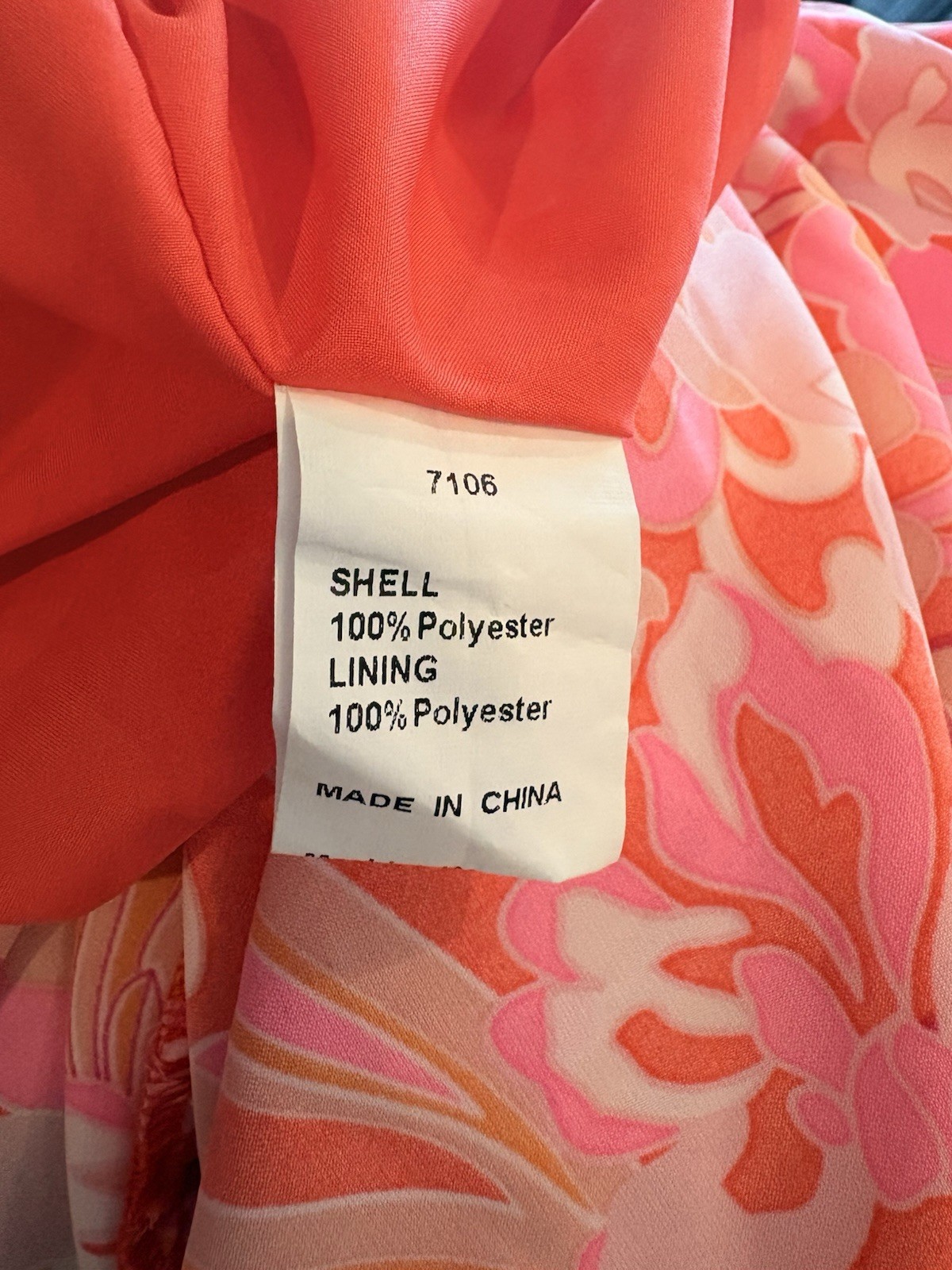 BTFBM Pink Orange Floral Smocked Ruched Lined Square Neck Puff Midi Dress Sz M