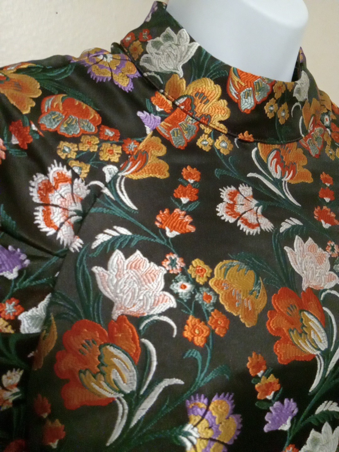 Lost Ink Women Black Multicolor Floral Ruch Mutton Sleeve Dress Size Small