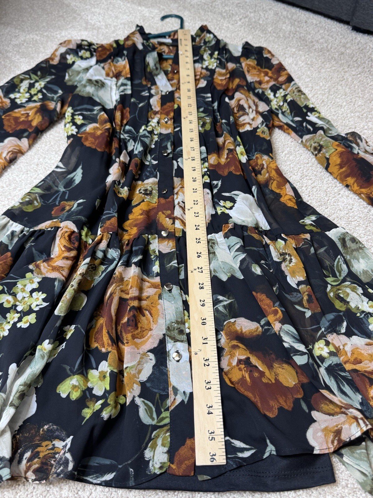Maia Womens Multicolor Floral Long Sleeve Knee Length Fit & Flare Dress Size 8