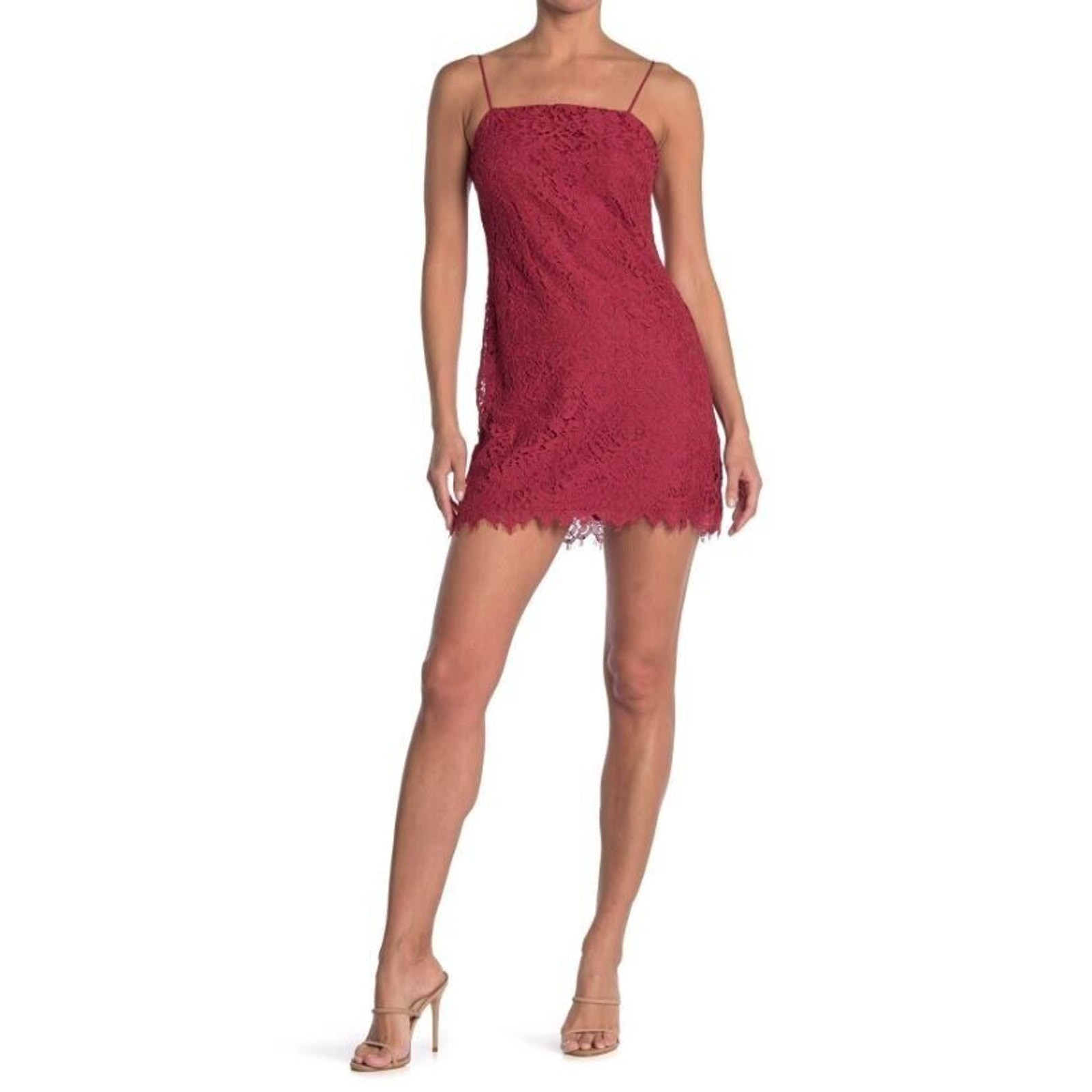 Row A Women’s Lace Mini Shift Dress in Rust Medium MSRP $30