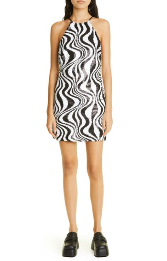 SIMON MILLER Zazzle Sequin Halter Dress MSRP $365 # 3B 2413 NEW