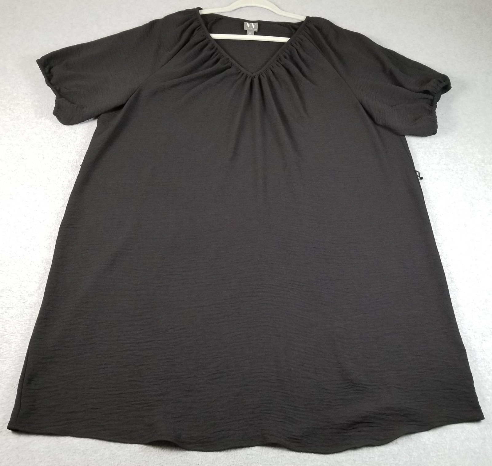WORTHINGTON Dress Women’s Extra Large XL Black Short Sleeves V Neck Lightweight