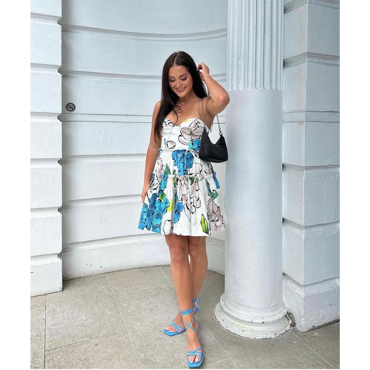 Aje Maya Tiered Mini Dress Cool Camellia Floral Cotton NWT UK6/US2