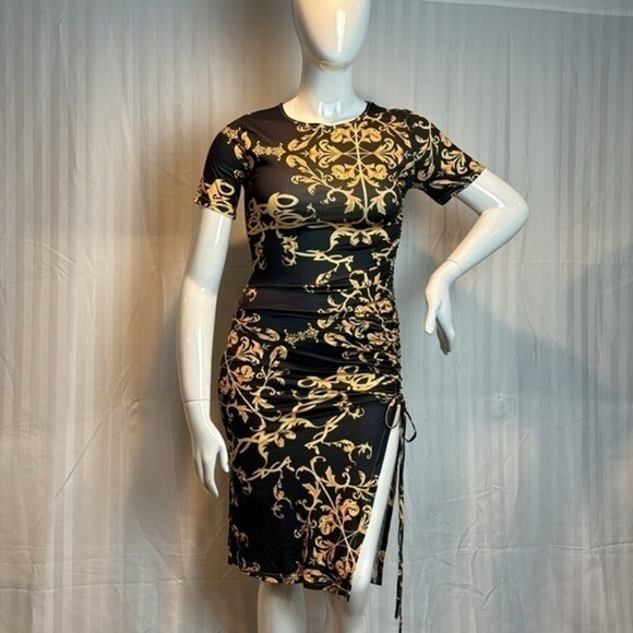 Sexy Bodycon Side Split Folds Drawstring Fashion Streetwear Casual M