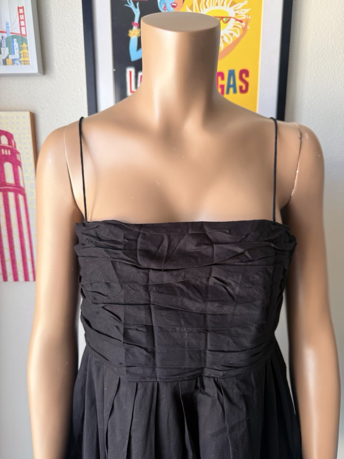 NWT Taylor Black Strapless Ruffle Bodice Dress with Pockets
