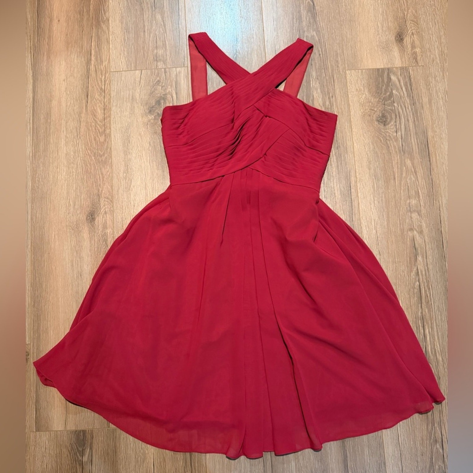 Azazie Scarlet Red Kaleigh Dress Women’s Prom High Neck Short Formal Bridesmaid