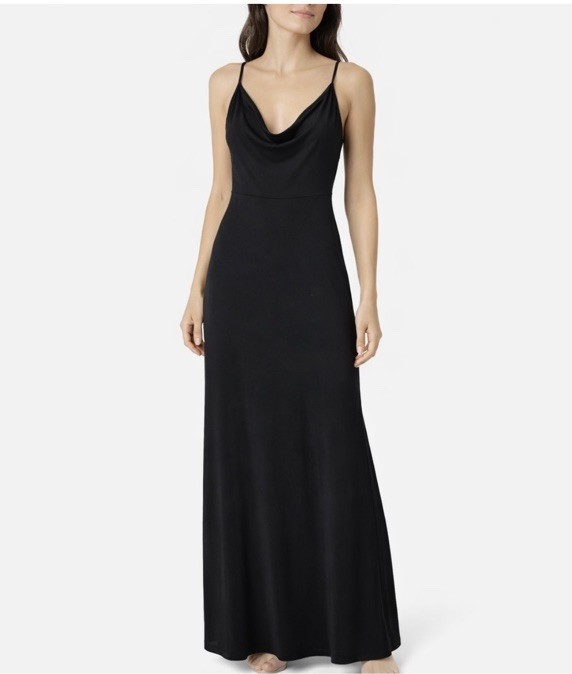 Lucy In The Sky Dion Cowl Neck Maxi Dress Open Back Slit Black Small