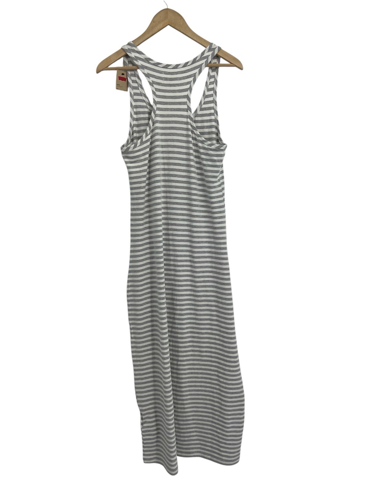 Levi’s Grey Stripe Racerback Maxi Dress Medium NWT